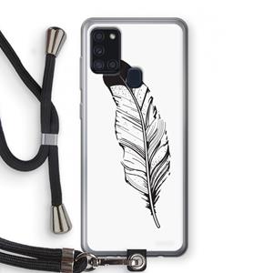 CaseCompany Pluim: Samsung Galaxy A21s Transparant Hoesje met koord