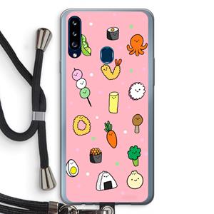 CaseCompany Happy bento friends: Samsung Galaxy A20s Transparant Hoesje met koord