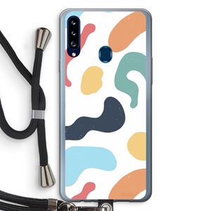 CaseCompany Memphis Shapes Blue: Samsung Galaxy A20s Transparant Hoesje met koord