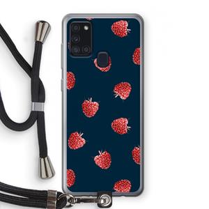 CaseCompany Framboosjes: Samsung Galaxy A21s Transparant Hoesje met koord