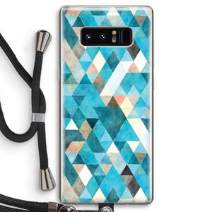 CaseCompany Gekleurde driehoekjes blauw: Samsung Galaxy Note 8 Transparant Hoesje met koord