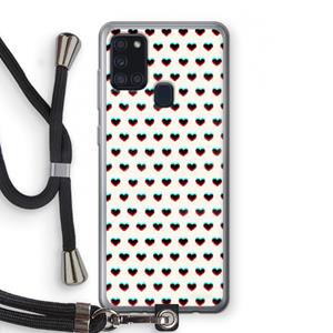CaseCompany Hartjes: Samsung Galaxy A21s Transparant Hoesje met koord