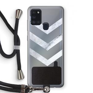 CaseCompany Marmeren pijlen: Samsung Galaxy A21s Transparant Hoesje met koord