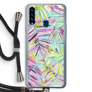 CaseCompany Tropical Palms Blue: Samsung Galaxy A20s Transparant Hoesje met koord