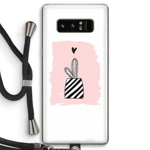CaseCompany Zwart-wit cactus: Samsung Galaxy Note 8 Transparant Hoesje met koord