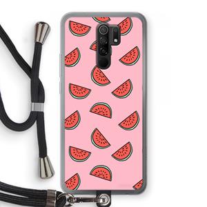 CaseCompany Watermeloen: Xiaomi Redmi 9 Transparant Hoesje met koord