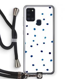 CaseCompany Blauwe stippen: Samsung Galaxy A21s Transparant Hoesje met koord