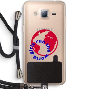 CaseCompany Run The World: Samsung Galaxy J3 (2016) Transparant Hoesje met koord