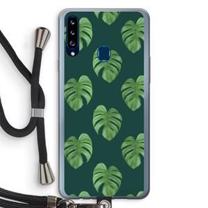 CaseCompany Monstera leaves: Samsung Galaxy A20s Transparant Hoesje met koord
