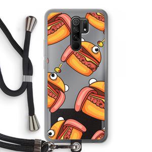 CaseCompany Hamburger: Xiaomi Redmi 9 Transparant Hoesje met koord