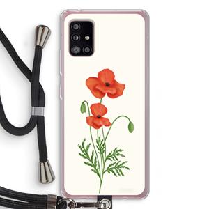 CaseCompany Red poppy: Samsung Galaxy A51 5G Transparant Hoesje met koord