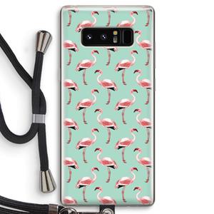 CaseCompany Flamingoprint groen: Samsung Galaxy Note 8 Transparant Hoesje met koord