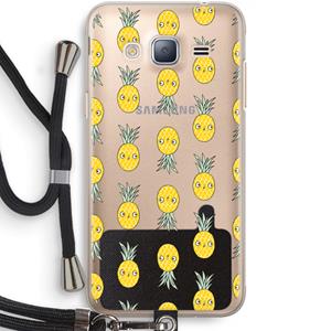 CaseCompany Ananas: Samsung Galaxy J3 (2016) Transparant Hoesje met koord