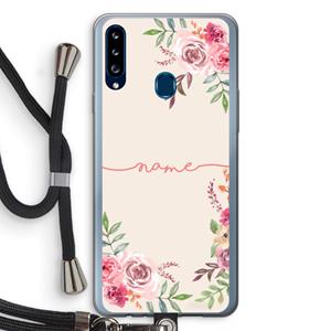 CaseCompany Rozen: Samsung Galaxy A20s Transparant Hoesje met koord