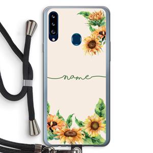 CaseCompany Zonnebloemen: Samsung Galaxy A20s Transparant Hoesje met koord