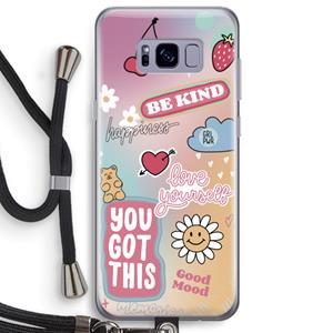 CaseCompany Positivity: Samsung Galaxy S8 Plus Transparant Hoesje met koord