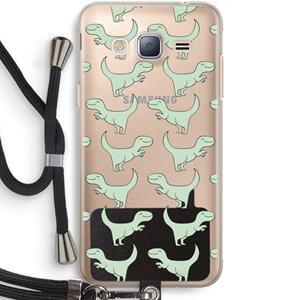 CaseCompany Dinos: Samsung Galaxy J3 (2016) Transparant Hoesje met koord
