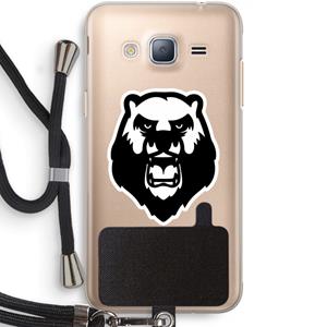 CaseCompany Angry Bear (white): Samsung Galaxy J3 (2016) Transparant Hoesje met koord