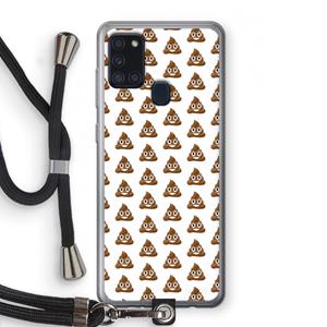 CaseCompany Poop emoji: Samsung Galaxy A21s Transparant Hoesje met koord