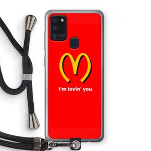 CaseCompany I'm lovin' you: Samsung Galaxy A21s Transparant Hoesje met koord
