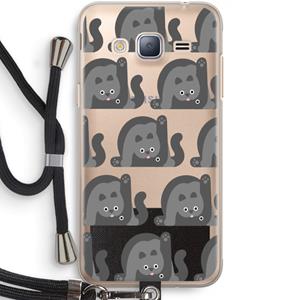 CaseCompany Cats: Samsung Galaxy J3 (2016) Transparant Hoesje met koord