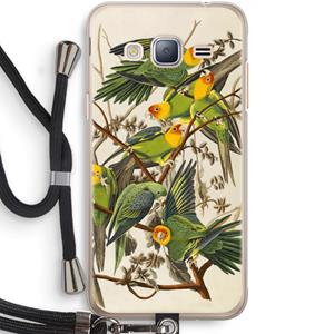 CaseCompany Carolinaparkiet: Samsung Galaxy J3 (2016) Transparant Hoesje met koord