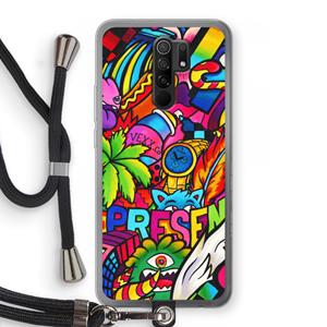 CaseCompany Represent: Xiaomi Redmi 9 Transparant Hoesje met koord