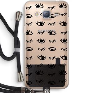 CaseCompany Eye pattern #2: Samsung Galaxy J3 (2016) Transparant Hoesje met koord