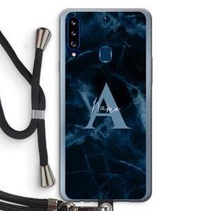 CaseCompany Midnight Marble: Samsung Galaxy A20s Transparant Hoesje met koord