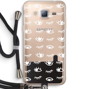 CaseCompany Eye pattern #3: Samsung Galaxy J3 (2016) Transparant Hoesje met koord
