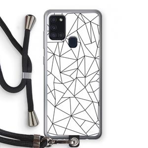 CaseCompany Geometrische lijnen zwart: Samsung Galaxy A21s Transparant Hoesje met koord