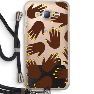 CaseCompany Hands dark: Samsung Galaxy J3 (2016) Transparant Hoesje met koord