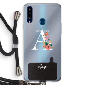 CaseCompany Pink Bouquet: Samsung Galaxy A20s Transparant Hoesje met koord