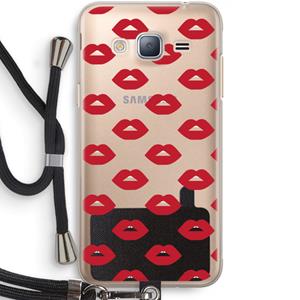 CaseCompany Lips: Samsung Galaxy J3 (2016) Transparant Hoesje met koord