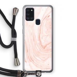 CaseCompany Peach bath: Samsung Galaxy A21s Transparant Hoesje met koord