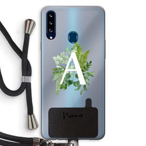CaseCompany Green Brush: Samsung Galaxy A20s Transparant Hoesje met koord