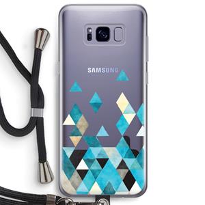 CaseCompany Gekleurde driehoekjes blauw: Samsung Galaxy S8 Plus Transparant Hoesje met koord