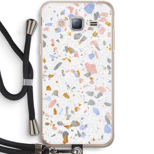 CaseCompany Terrazzo N°8: Samsung Galaxy J3 (2016) Transparant Hoesje met koord