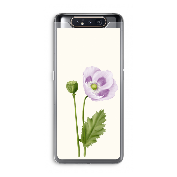 CaseCompany Purple poppy: Samsung Galaxy A80 Transparant Hoesje