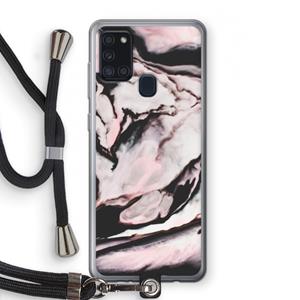 CaseCompany Roze stroom: Samsung Galaxy A21s Transparant Hoesje met koord