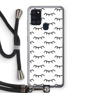 CaseCompany Wimpers: Samsung Galaxy A21s Transparant Hoesje met koord
