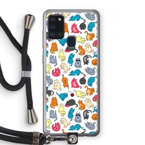 CaseCompany Kleurrijke katten: Samsung Galaxy A21s Transparant Hoesje met koord