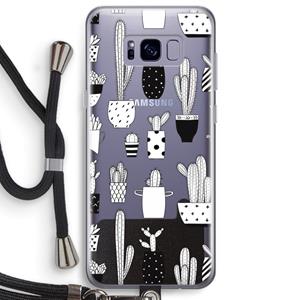 CaseCompany Cactusmotief: Samsung Galaxy S8 Plus Transparant Hoesje met koord