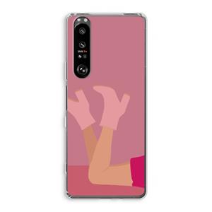 CaseCompany Pink boots: Sony Xperia 1 III Transparant Hoesje