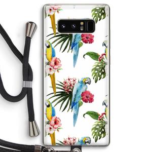 CaseCompany Kleurrijke papegaaien: Samsung Galaxy Note 8 Transparant Hoesje met koord