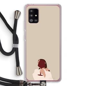 CaseCompany I drink wine: Samsung Galaxy A51 5G Transparant Hoesje met koord