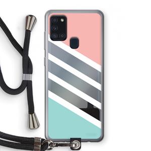 CaseCompany Strepen pastel: Samsung Galaxy A21s Transparant Hoesje met koord