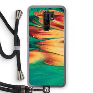 CaseCompany Green Inferno: Xiaomi Redmi 9 Transparant Hoesje met koord