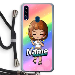 CaseCompany Chibi Maker vrouw: Samsung Galaxy A20s Transparant Hoesje met koord