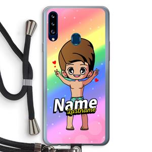 CaseCompany Chibi Maker man: Samsung Galaxy A20s Transparant Hoesje met koord